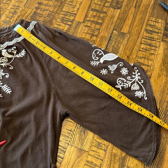 Johnny Was Brown Tunic with White Embroidery Women's XS - Picture 15 of 15